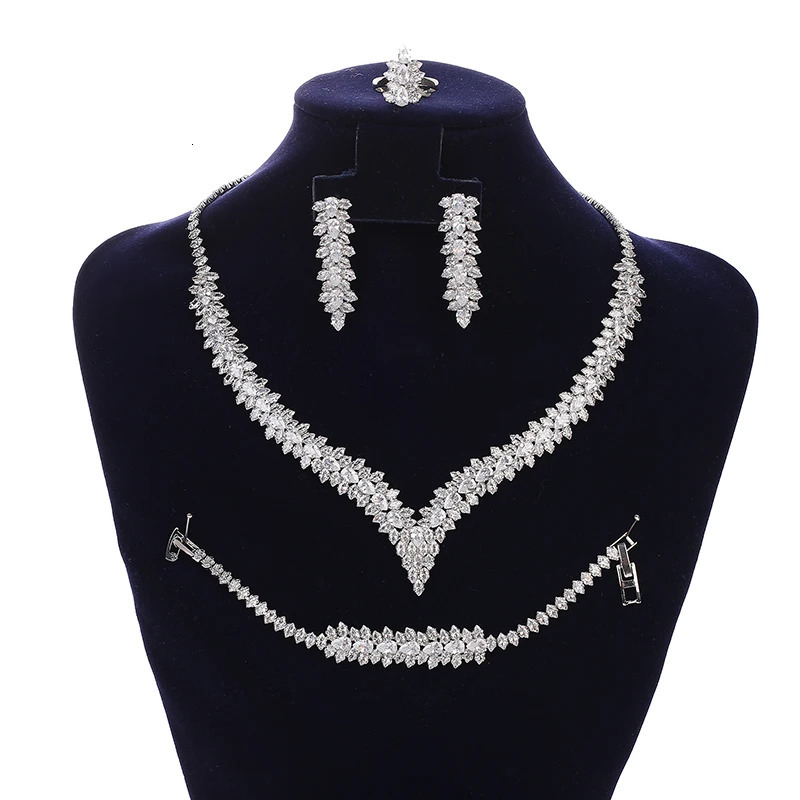 Jewelry Set HADIYANA Womens Wedding Necklace Bracelet Ring Earrings High Quality Zirconia BN7947 Schmuck 241106