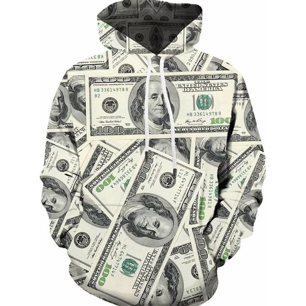 Hoodie for Mens Womens Mens Womens Dollar 3D Printed Hoodie Funny Money Sweatshirts Pullover Hoodie Casual Sweater Graphic Trendy colored patterns