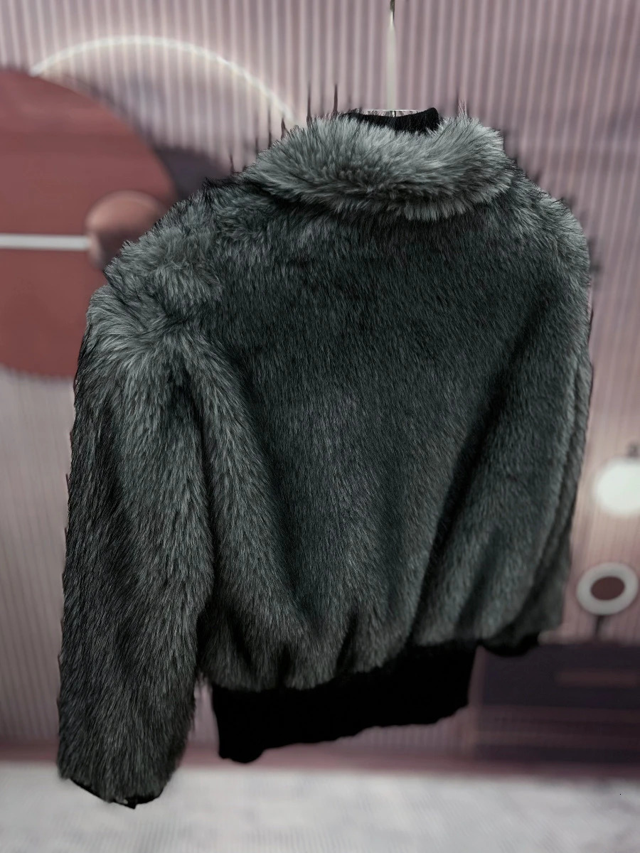 Mens Winter Splicing Mink Jacket Mens Plush Light Loose Trendy Coat Long Sleeve Short Sleeve Jacket 241107