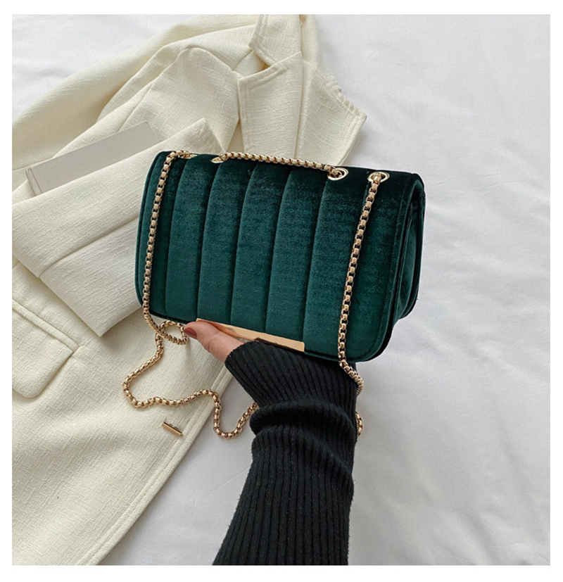 Women's Velvet Bag Small Square Shoulder Bags Casual Luxury Bag Women Female Designer Chain Shoulder Crossbody Bag Handbags