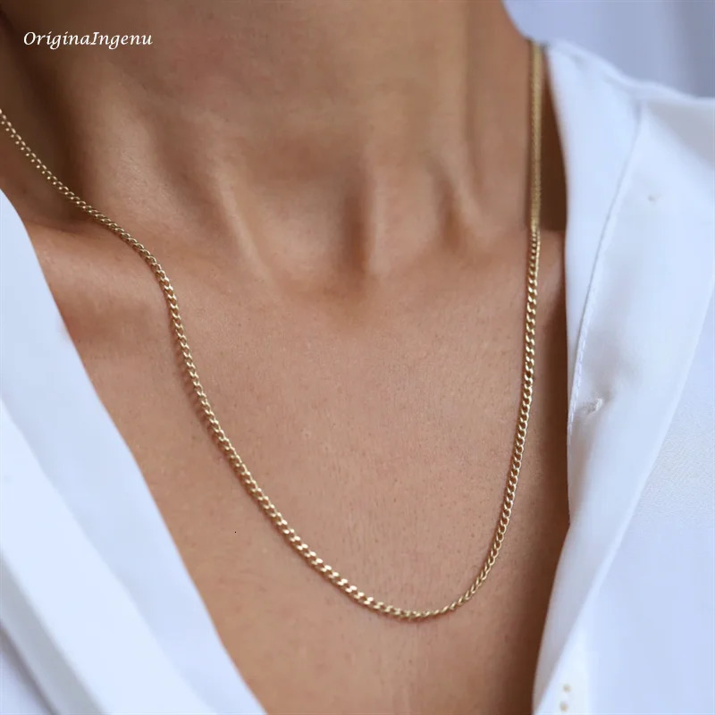 14K gold-plated curly chain necklace Boho necklace Dainty chain necklace minimalist jewelry waterproof chain necklace 241107