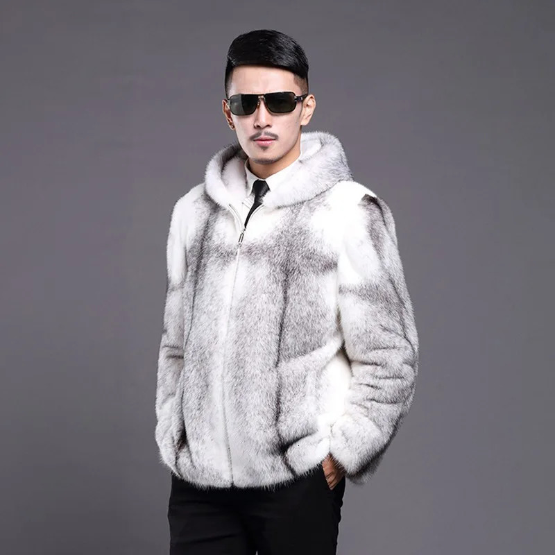 S-6XL size fashionable mens jacket ultra-thin super warm imitating mink fur mens short jacket white outdoor sports and leisure winter park 241107