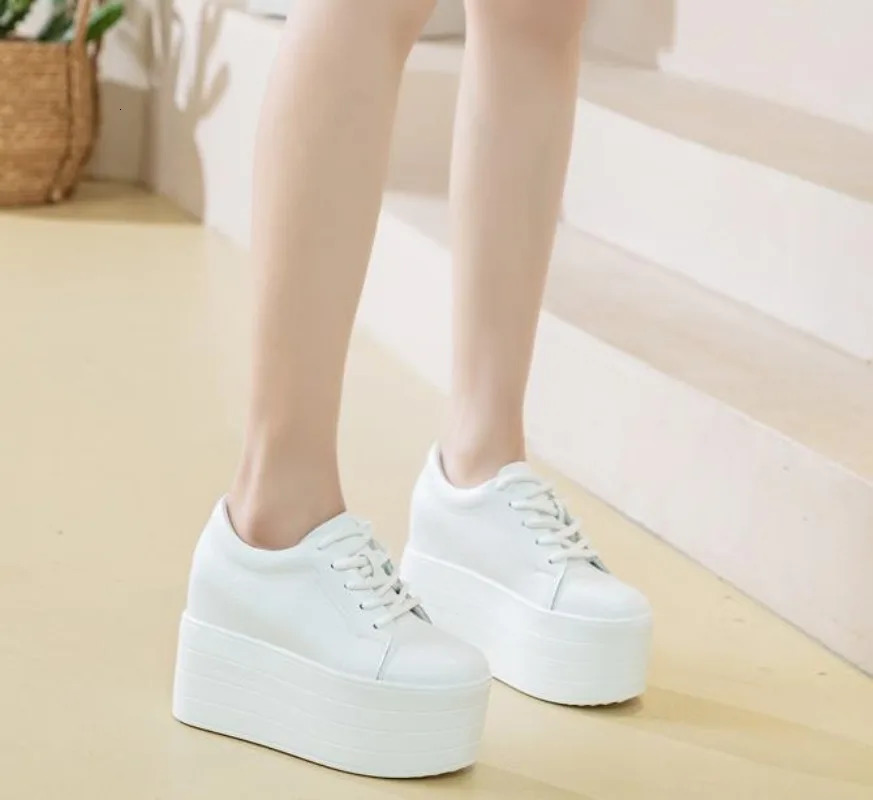 12cm Synthetic Genuine Platform Wedge Flat Leather Autumn Spring Boots Foot Bracelet Womens High Fashion High Heels 241106