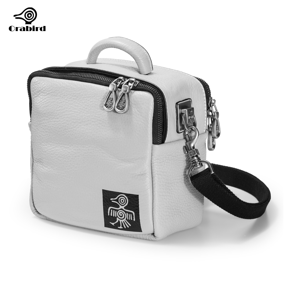Orabird Casual Crossbody Square Bags Ladies Soft Cowhide Genuine Leather Both Sides Zipper Women's Shoulder Handbags
