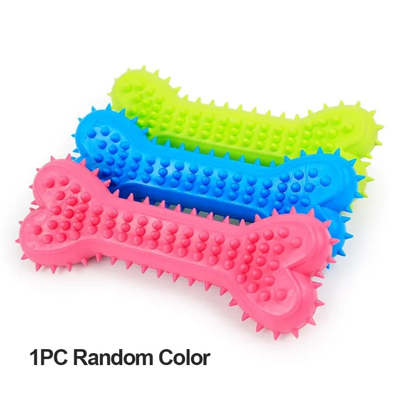 Pet Chew Toy Soft Rubber Bite-resistance Bone Shape Teeth Grinding Chewing Toys for Small Dogs Training Pet Supplies