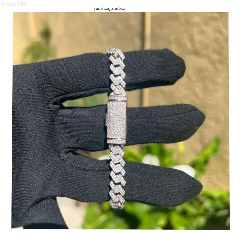 Hip Hop Mens Moissanite 8mm 10mm 12mm Width 2 rows S VVS Cross designer Hot bracelet Free shipping
