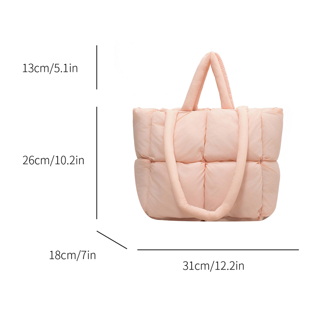 Quilted Puffer Tote Bag for Women Cotton Down Padded Shoulder Bag Winter Shopper Handle Bag Puffy Handbag Purse 2024 Women's Bag