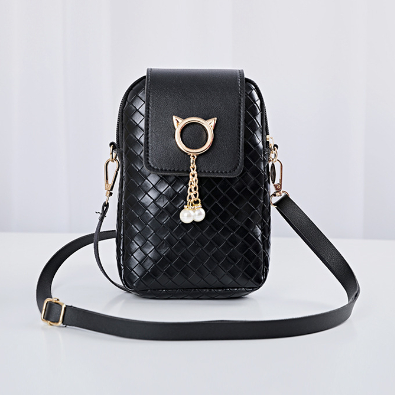 2023 Spring Summer Mini Cross-body Mobile Phone Shoulder Bag Woven Pearl Tassel Cover-style Female Bag Shoulder Diagonal Bag