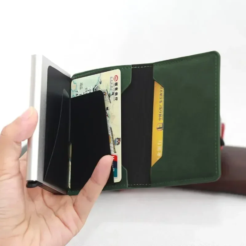 New Men Women Smart Wallet Credit Bank Card Holder Fashion Purse Aluminum Alloy Business Casual Mini Wallet Brand PU Purse