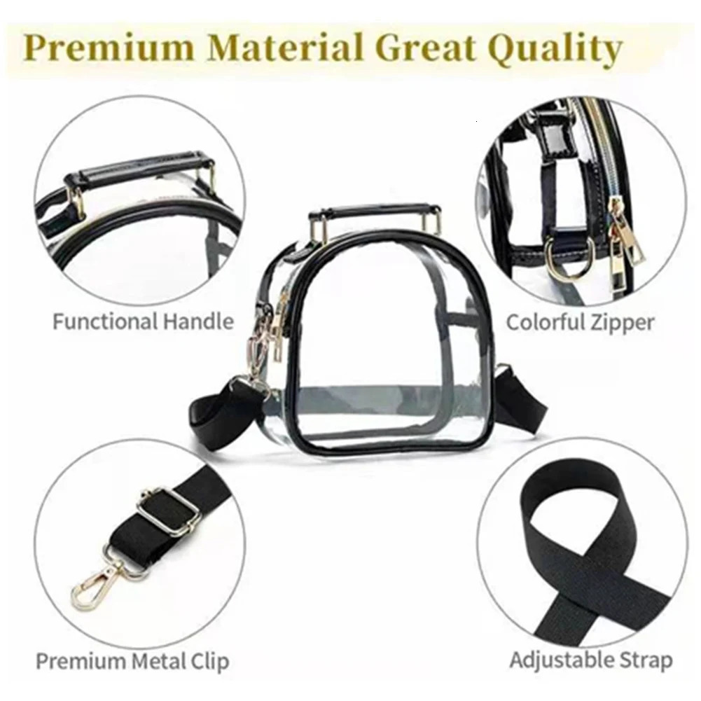INS Womens PVC Transparent Cross Body Bag Stadium Approved Transparent Shoulder Handbag Small Summer Outdoor Top Handbag Wallet 241106