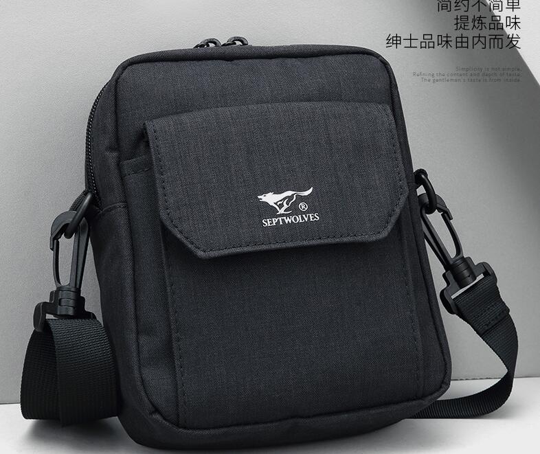 Brand Septwolves Male single shoulder bag across tide Japanese style canvas small messenger bag leisure mobile phone mini bag