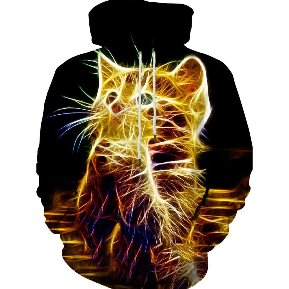 Hoodie for Graphic Hoodies for Men Women Unisex Novelty Sweatshirts Cool 3D Printed Pullover Hoody Hoodie with Pocket Graphic Golden kitten