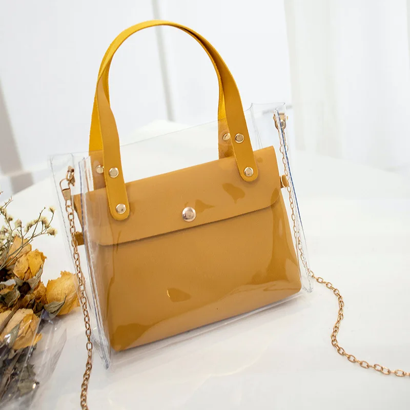 Women's Handbag Transparent PVC Handbag Female Mini Shoulder Bag Fashion Black Messenger Bag Crossbody Bags for Women