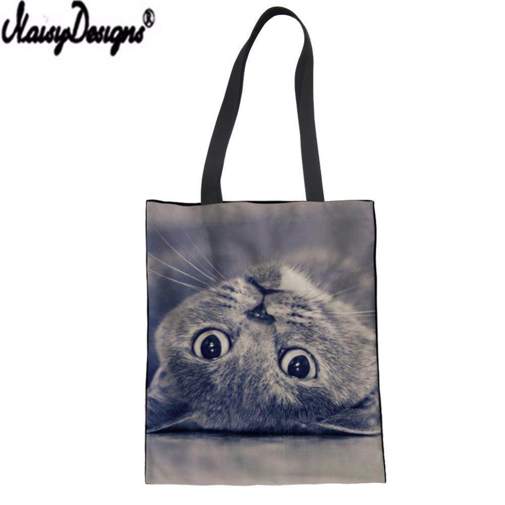 Cute You Asleep Yet Cats Pattern Canvas Handbag Bag Female ECO Shopping Bag Portable Shoulder Women's Handbags Beach Shopper Bag