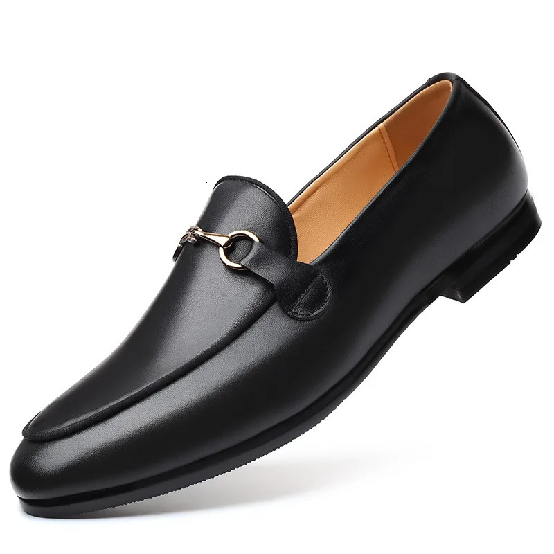 Mens Casual Shoes Genuine Leather Mens Classic Retro Buckle Loafers Moccasins Men Comfortable Outdoor Driving Flats 241106
