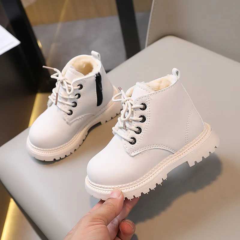 Winter Children Shoes Snow Boots Fashion British Short Boots Boys Side Zip Warm Girls Snow Cotton Boots Sneakers XJ241206