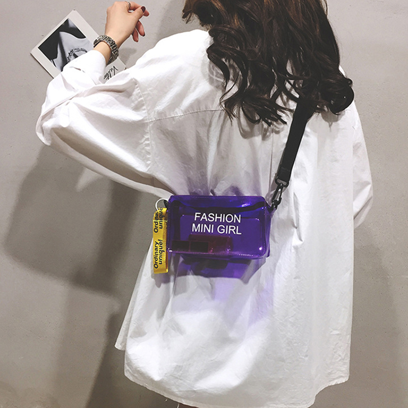 Transparent Women's Crossbody Bag Letter Fashion Mini Shoulder Bag Jelly Bag