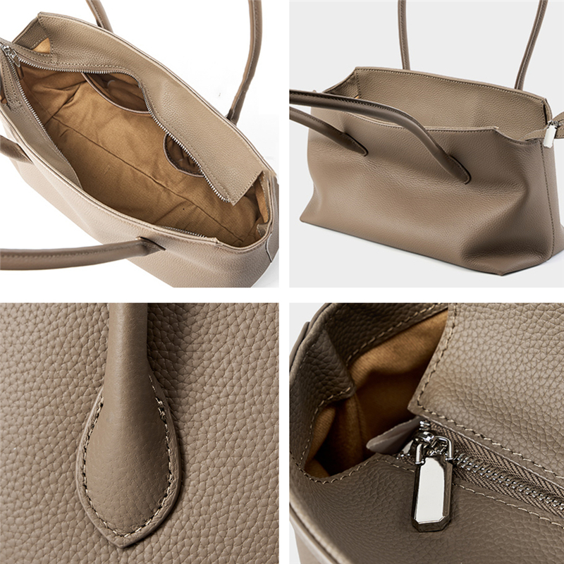 Toptrends Cow Genuine Leather Underarm Shoulder Bags For Women 2024 Trend Designer Simple Large Capacity Tote Ladies Handbags