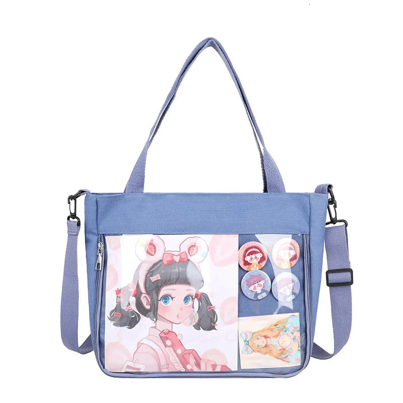 2025S New Free Shipping Designer Bag Japanese Haruku Canvas Womens Transparent Pocket Itabag Mochila High School Girls Uniform JK Cross Shoulder Bag