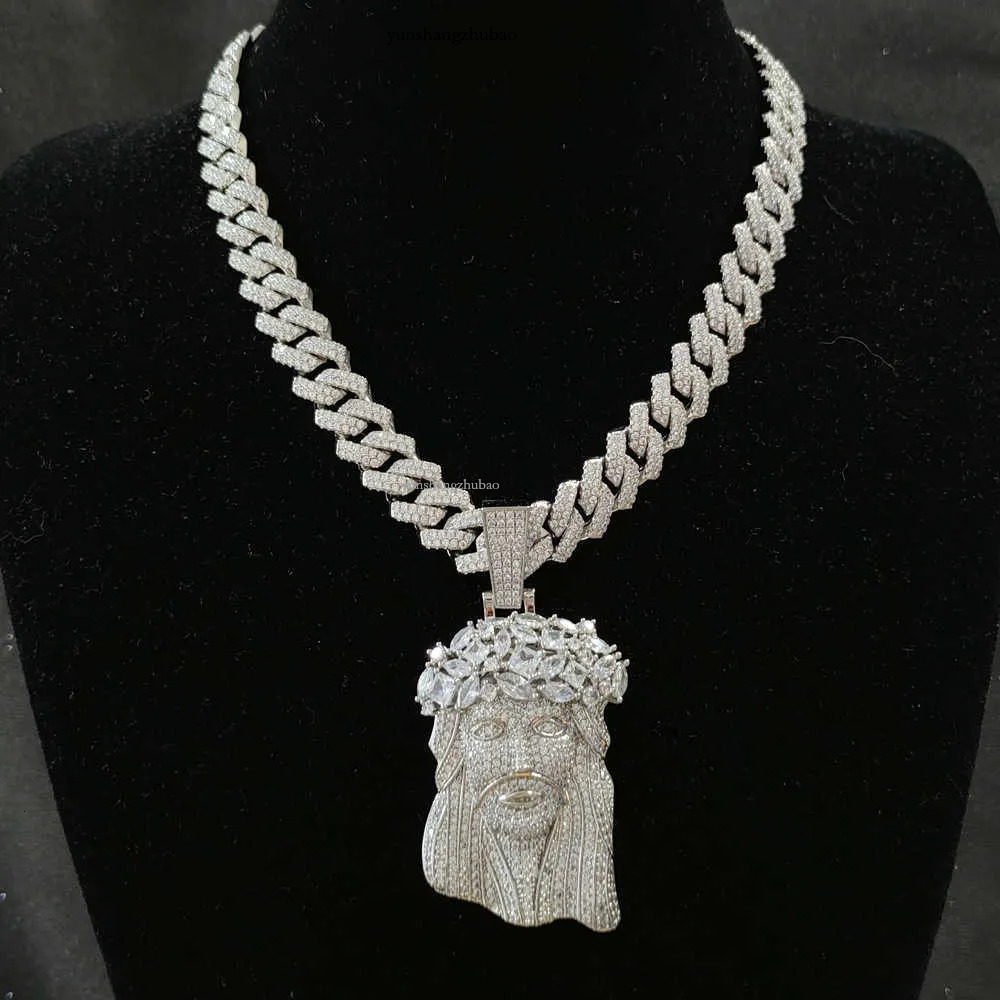 Jesus Pendant with 13mm Moissanite Cuban Chain Necklace Hip Hop Jewelry for Men Gift Free shipping