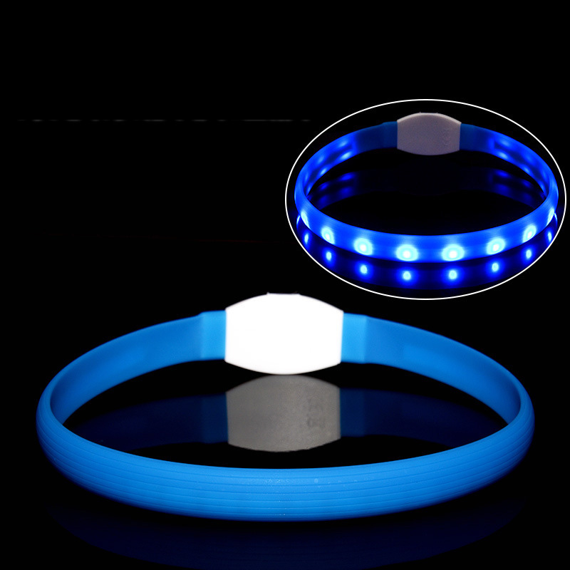 Dog Glow-in-the-Dark Collar Amazon Glow Anti-Lost Pet Glow USB Rechargeable LED Light-up Silicone Collar