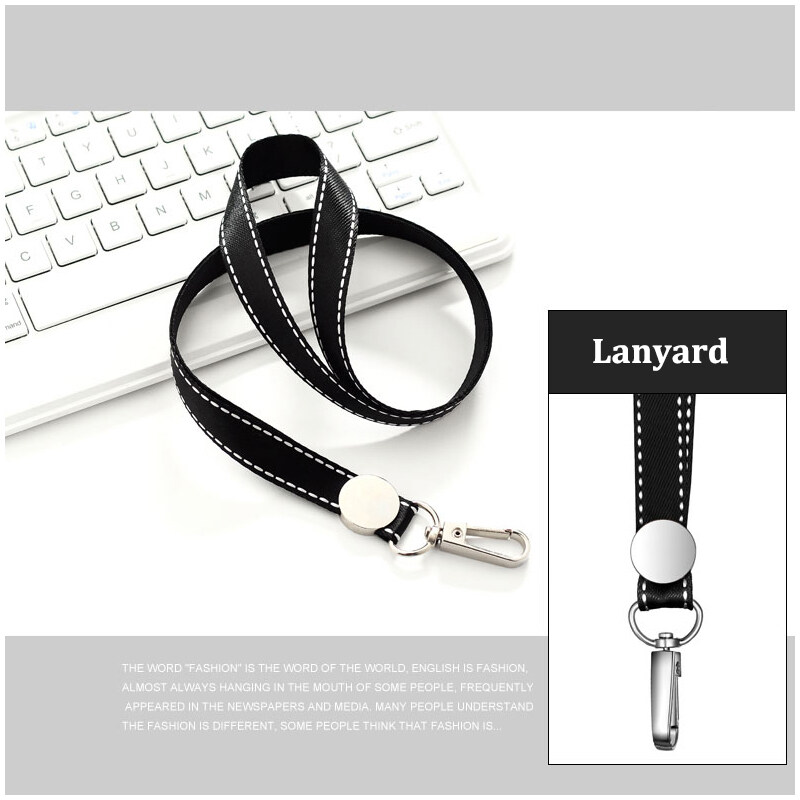 New Genuine leather Business Work Card Holder ID Badge Holders ID Chest Cards Name Tag Case Office Supplies with Nylon Lanyard
