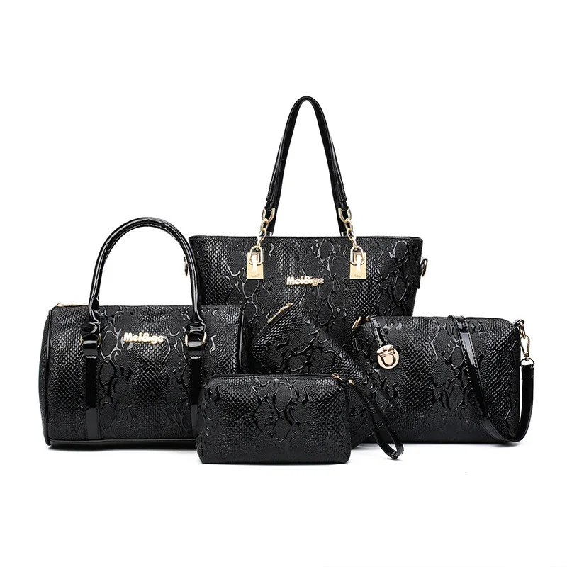 5 sets Luxury Brands Women Tote+Shoulder/Messenger+Clutch Composite Bags High Quality Serpentine Handbag Designer Famous bags