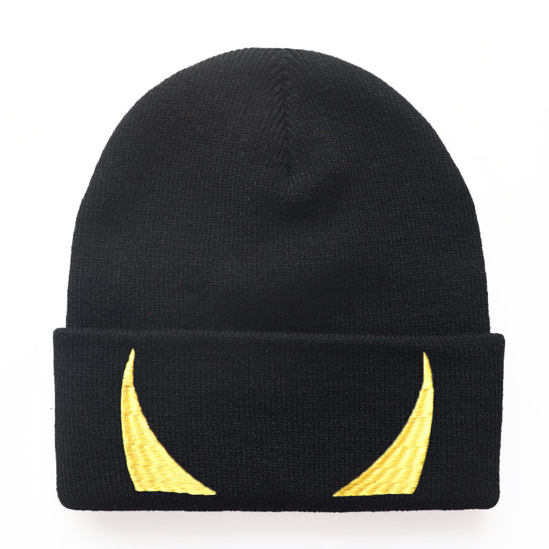 High quality design, men and women Popular Devil Horn Embroidery Hoodie Warm Hip Hop Knitted Hat