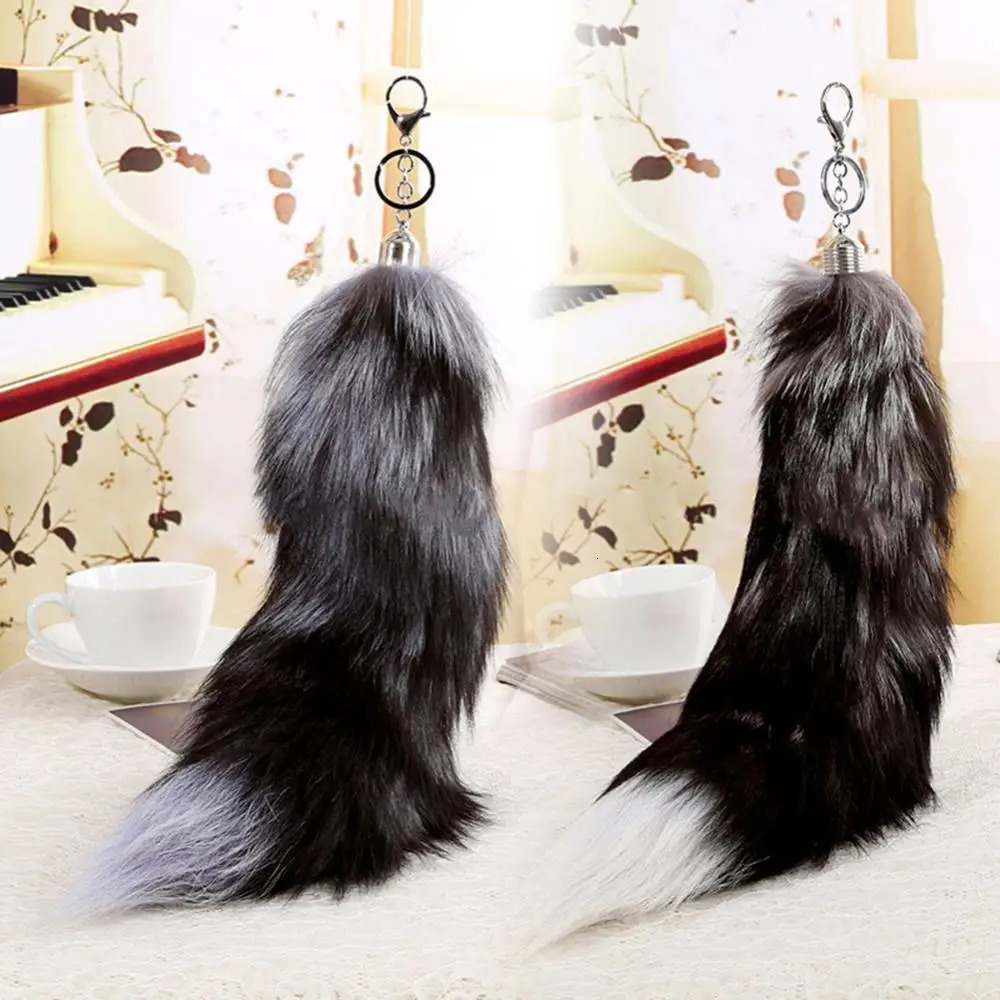 Fox Fur Tail Keychain Tassel Bag Handbag Pendant Wallet Accessories Gift Bag Fashion Charm Keyholder Car Keychain 241107