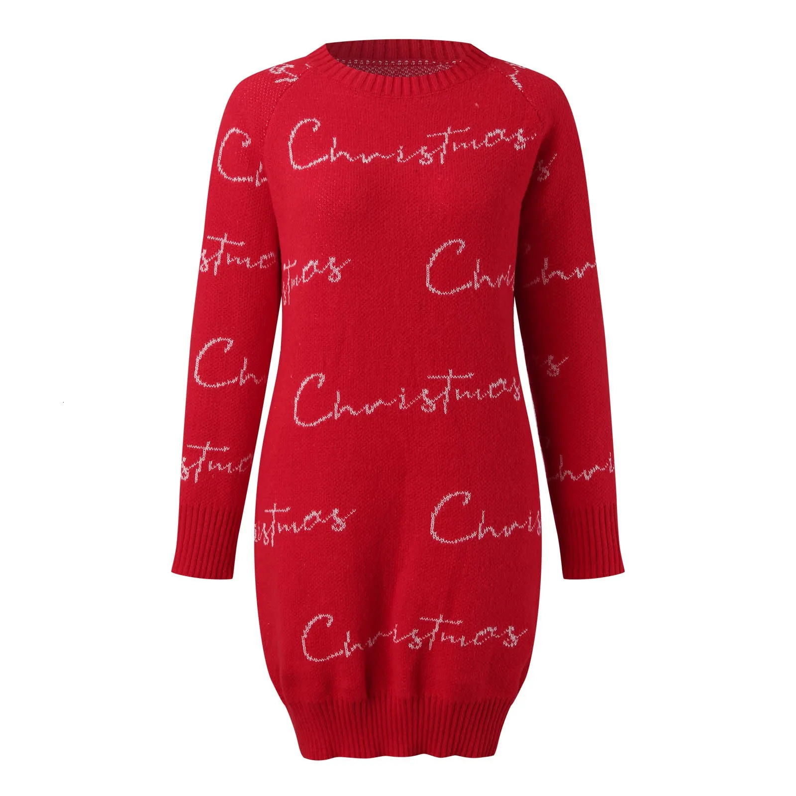 Merry Christmas Womens Sweater Dress Warm Thick Knitted Casual Slim Dresses Long Sleeve O-Neck Pullover Jumper Xmas Party Wear 241107