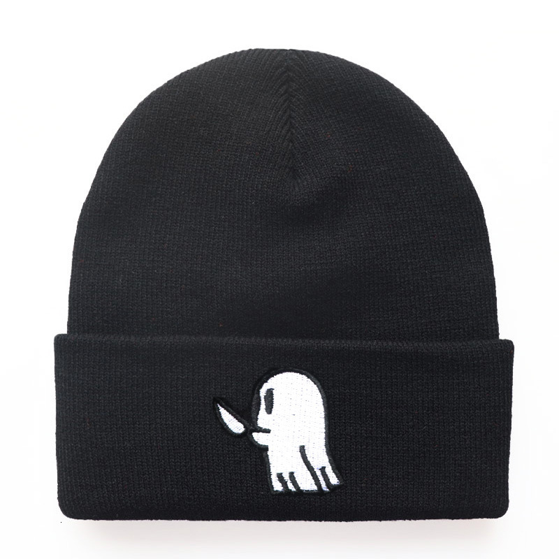 High quality design, Male and female students hip-hop cartoon ghost embroidery knitted woolen outdoor sports warm hats