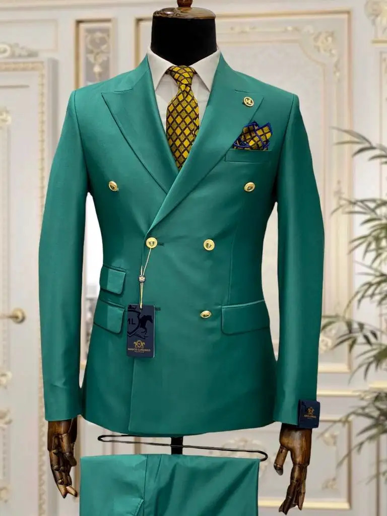 Light Blue Red Green Double Chest Slimming Mens Set Wedding Evening Dress Business Party Ball Mens Jacket Set 241106