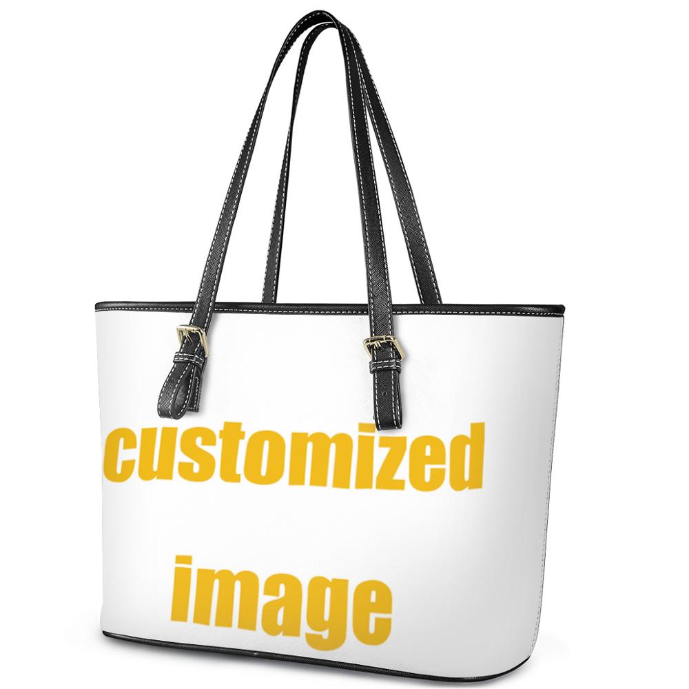 WHEREISART Customized Image Logo Name on the Personalized PU Leather Women Bags Handbags Shoulder Bag Ladies Bolsos Custom
