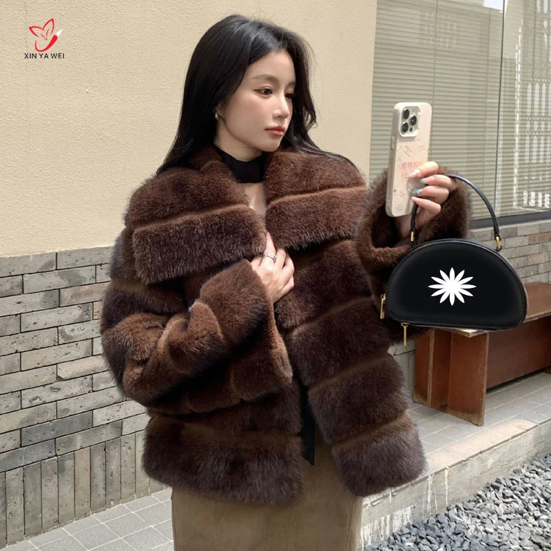Winter Artificial Mink Coat Wmen Jacket Crystal Hook Street Stryle Warm Coat Artificial Mink Coat Womens 241107