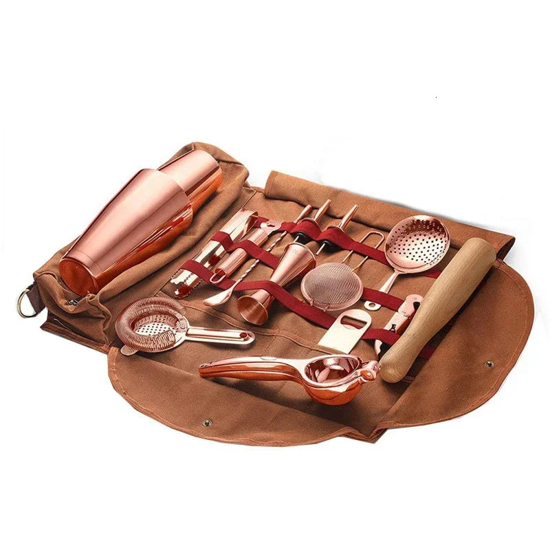 Professional Bartender Travel Bag Portable Bar Canvas Tool Cocktail Shaker Wine Set Storage Without Tools y241029