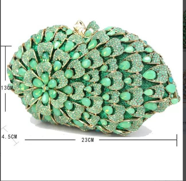 Women Blue/Green/Gold Color Crystal Diamond Clutches Bags Evening Bag Bridal Purses Handbags Rhinestones Party Clutch Purse Bags