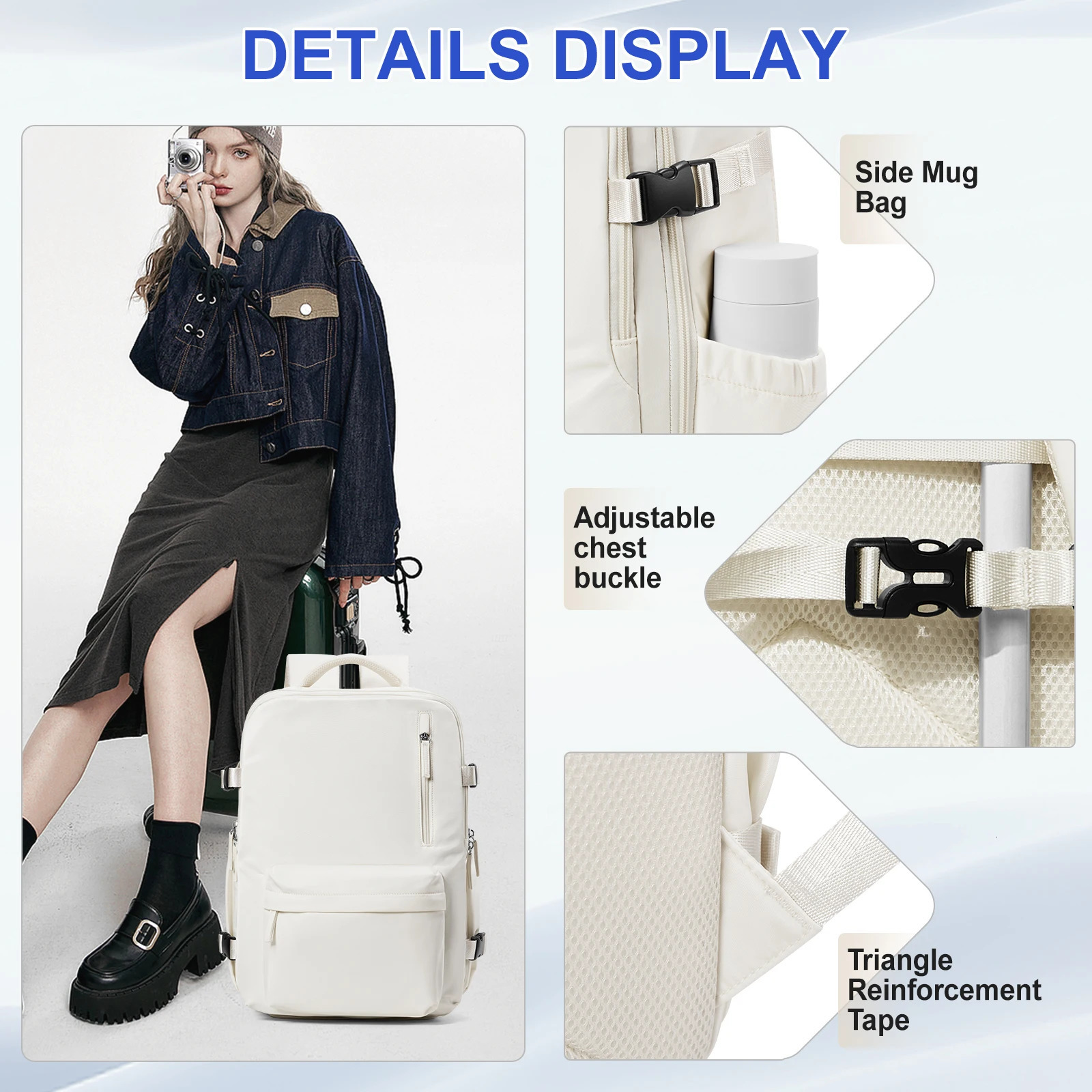 Backpack 44x29x19 mens travel backpack flight approved backpack business weekend laptop bag 241106