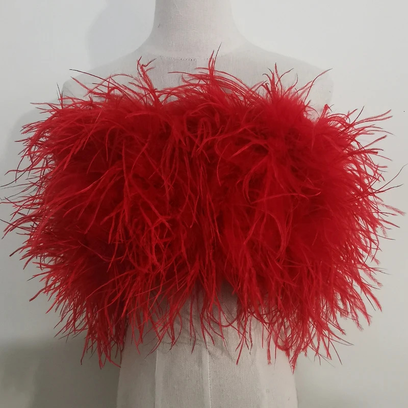 Length 22cm 100% natural ostrich fur bra underwear womens fur coat 241106