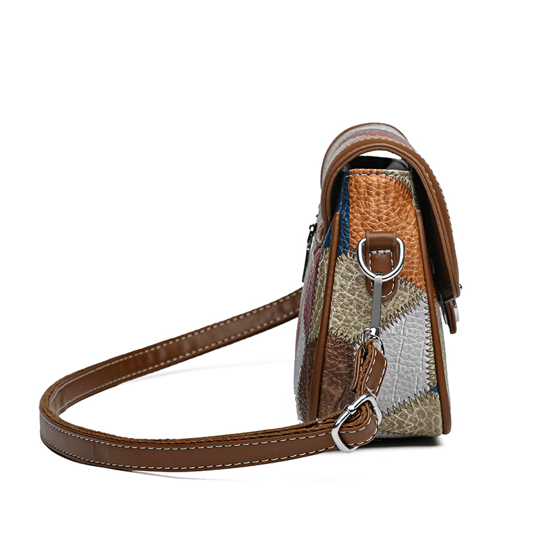 Ladies Messenger Bag New Solid Color Splicing New Trendy Wide Shoulder Strap Small Square Bag Retro Casual Simple Crossbody Bag