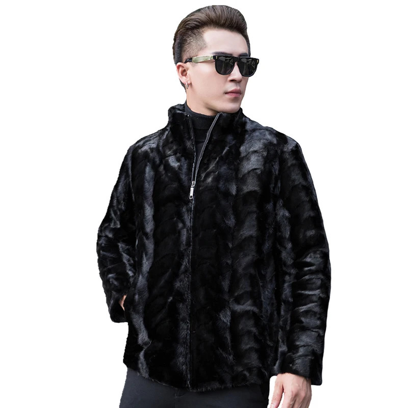 Mens real natural mint fur coat mens fashionable stand up collar jacket keeping warm in winter 241107