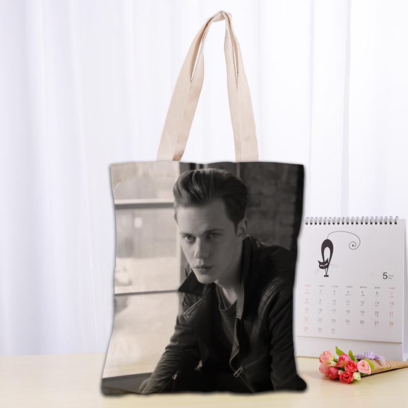 Custom Bill Skarsgard Tote Bag Reusable Women Canvas Shoulder Bag Handbag Shoulder Pouch Foldable Canvas Shopping Bags