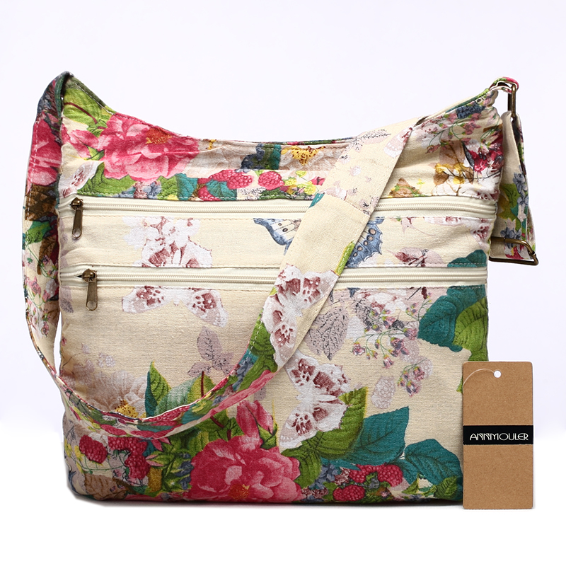 Annmouler Fashion Women Shoulder Bag Bohemian Style Hippie Hobo Bag Double Zipper Bag Sling Crossbody Messenger Bag Large