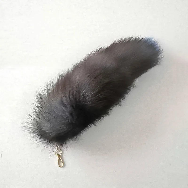 40cm large fox tail keychain womens tassel bag pendant keychain ring fluffy real fur keychain holder charm bag gift 241107