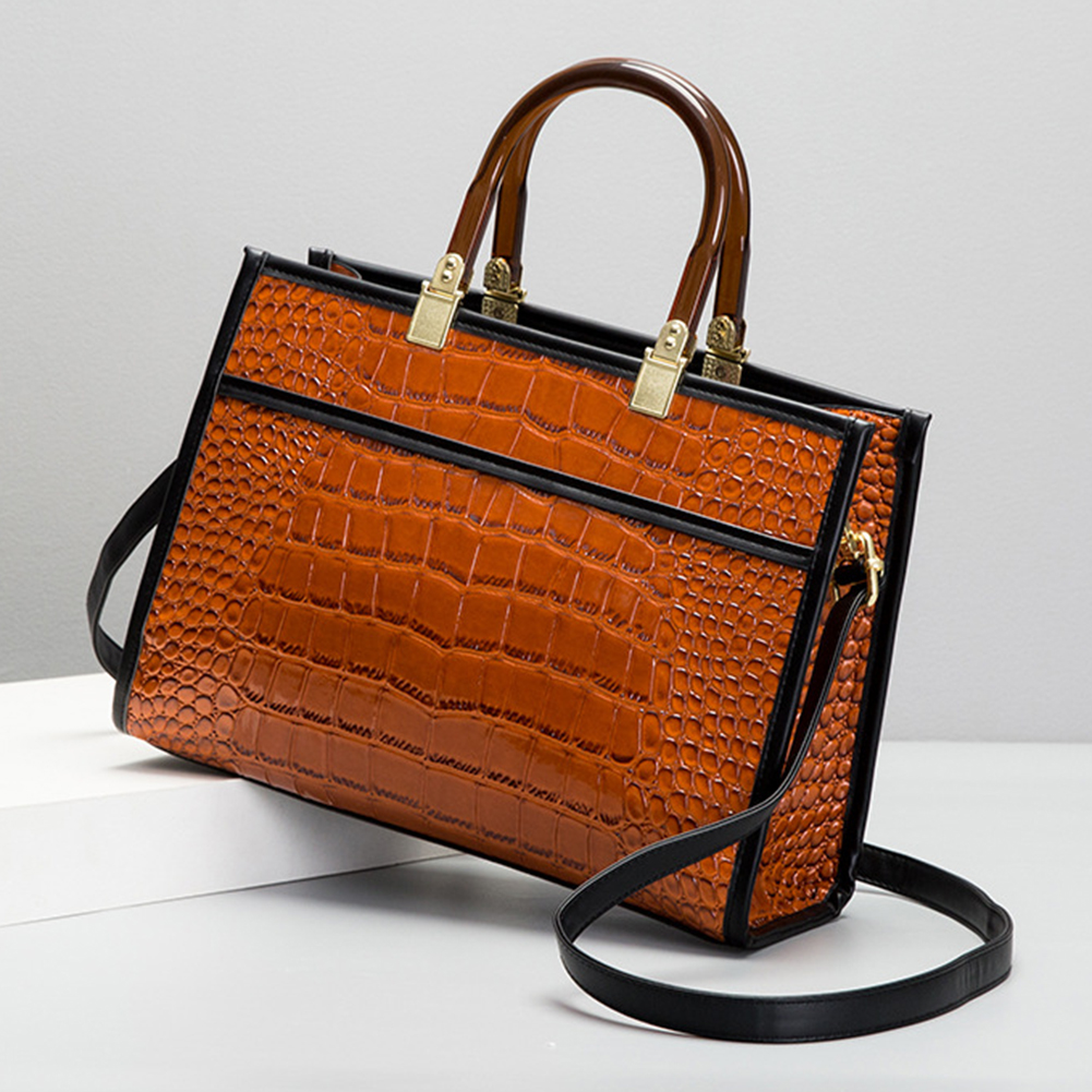 Women Crossbody Bag PU Leather Alligator Pattern Casual Handbags Large Capacity Fashion Adjustable Strap Daily Shopping Purses