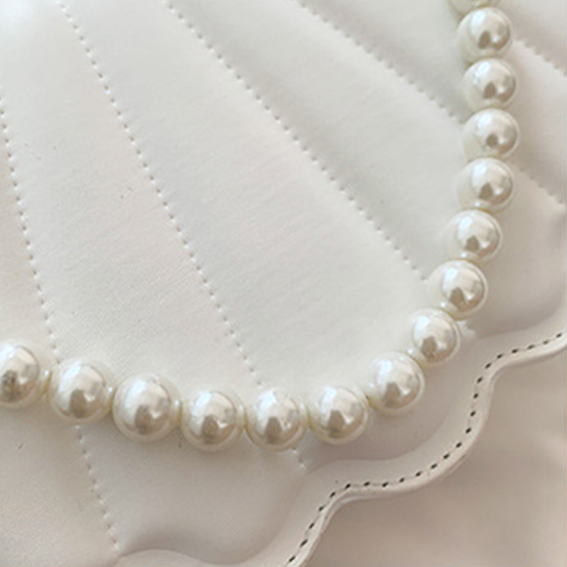 Bag Women Soft PU Leather Shoulder Cross Hand bag Sea Shell Pearl Chain Small Clutch Party Lady Armpit Aesthetic Fashion Bags