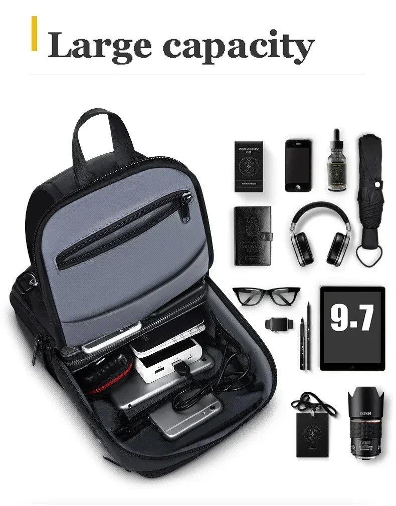 Male Shoulder Bag Antitheft Fashion Crossbody USB Messenger Sling Chest Oxford Strap Pack Handbags w241106