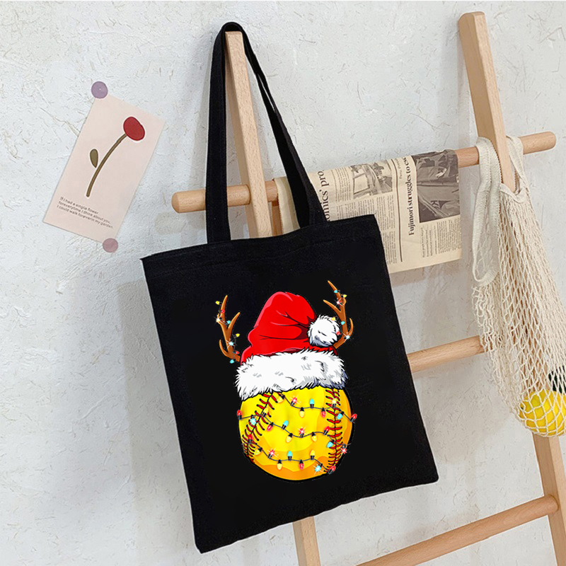Christmas Santa Monster Truck Xmas Canvas Bags Shopper Shoulder Bag Big Women Designer Handbags Shopping Tote Casual Woman Tote