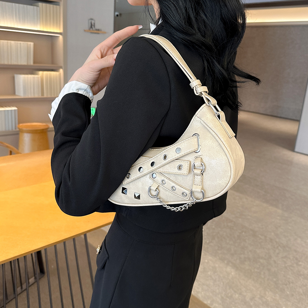 Vintage PU Leather Shoulder Bags for Women 2024 Classic Y2K Retro Purse Luxury Brand Female Handbags Daily Ladies Underarm Bag