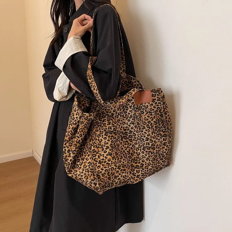 Leopard Print Fashion Shoulder Bag Shopping Bag French School Teacher Gift Bags for Women College Bags Woman Women's Tote Luxury
