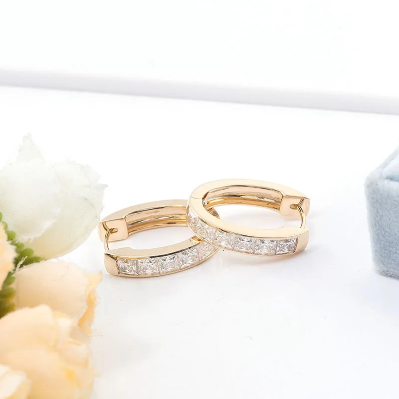 Princess Cut 4.8ct high-quality earrings with 14k gold hoop and GRA certificate exquisite jewelry gift passed the test pen 241106